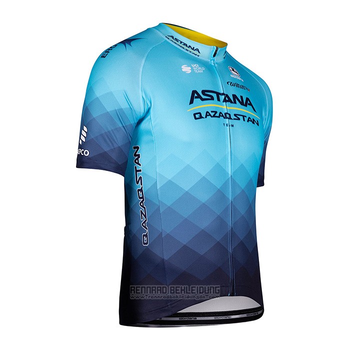 2022 Fahrradbekleidung Astana Blau Trikot Kurzarm und Tragerhose